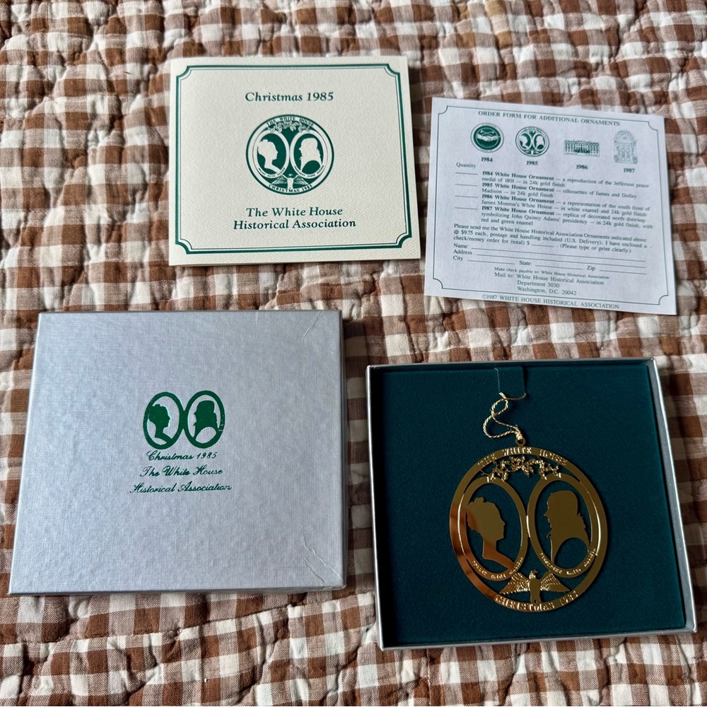 SOLD 1985 White House Historical Association Gold Ornament